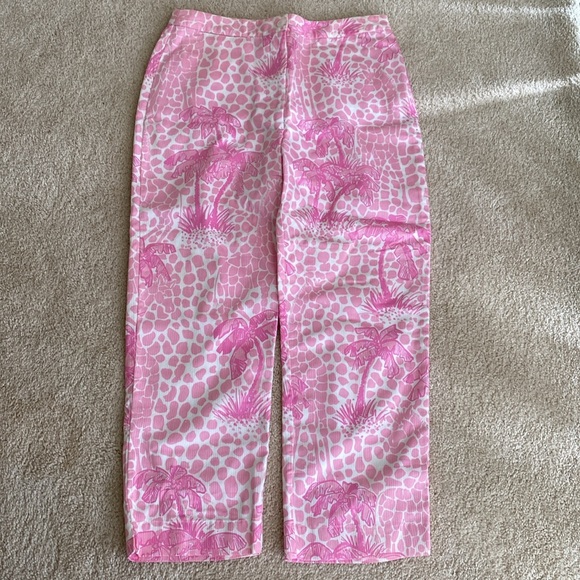 Vintage Lilly Pulitzer pink palm tree high rise cropped pants, 6 - Picture 7 of 13